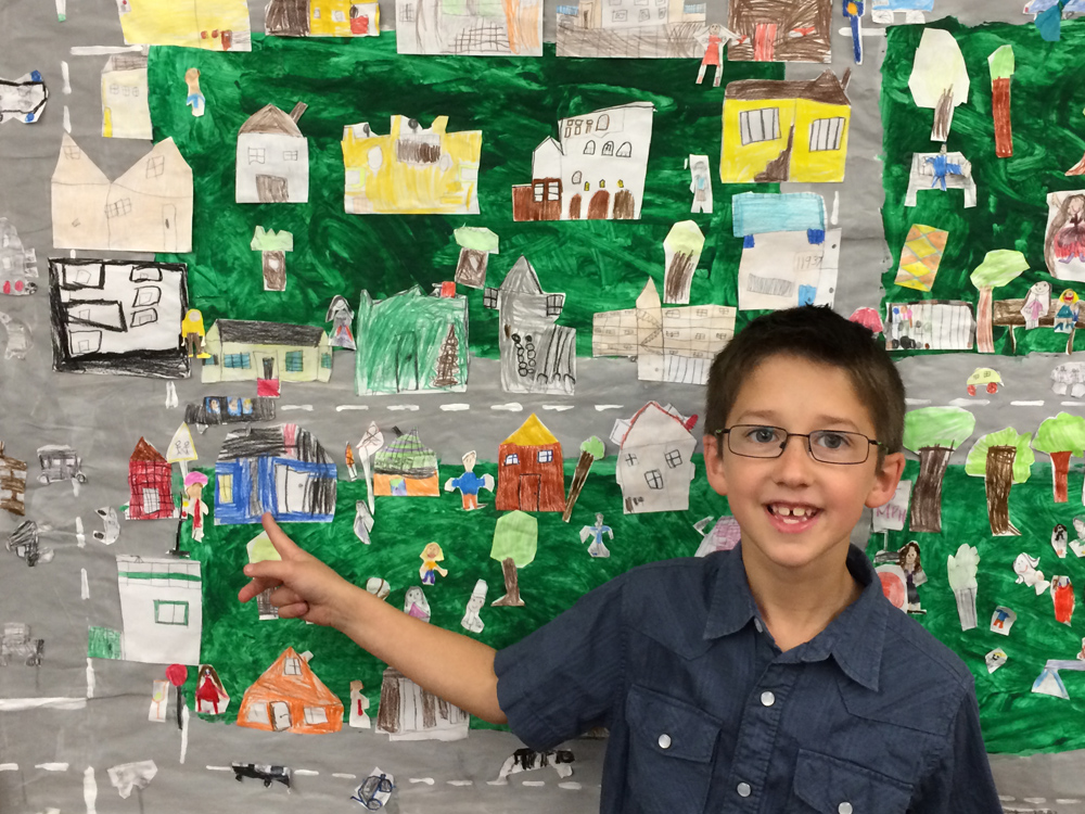 Ethan and his class made a map of their community complete with everyone's home!